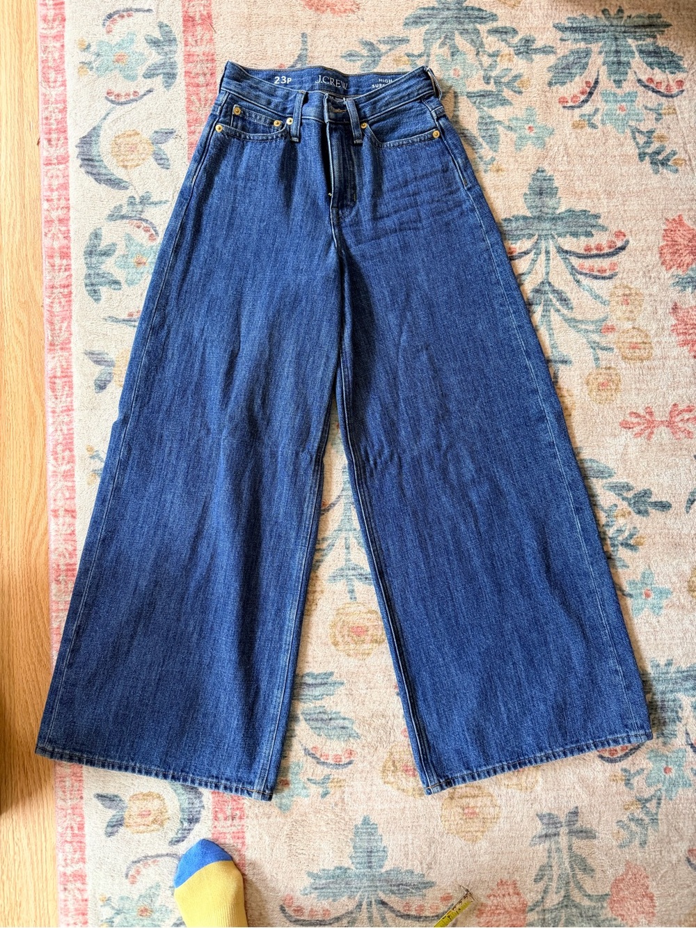 J. Crew Wide-Leg High Rise Jeans in Deep Blue